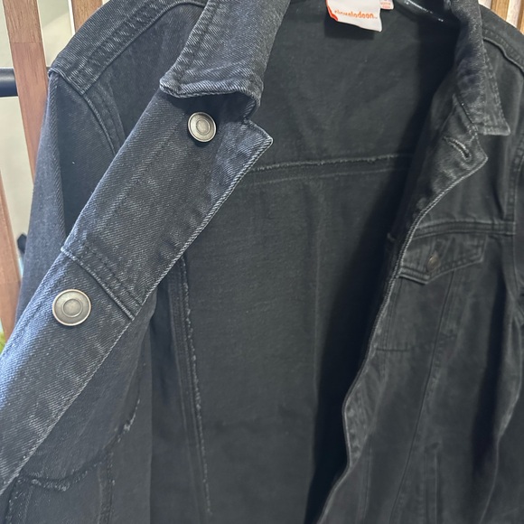 Nickelodeon Black Jean Jacket with Purple Rugrats 90s Cartoon Back Panel - Picture 3 of 6
